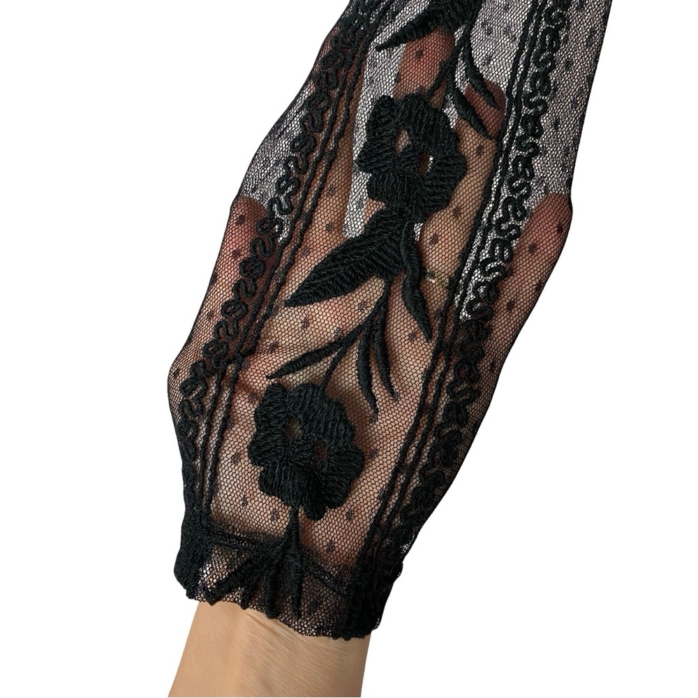 Free People Billie Jean Twofer Top Shirt Womens Size XS Black Lace Sleeve Gray - Picture 5 of 11